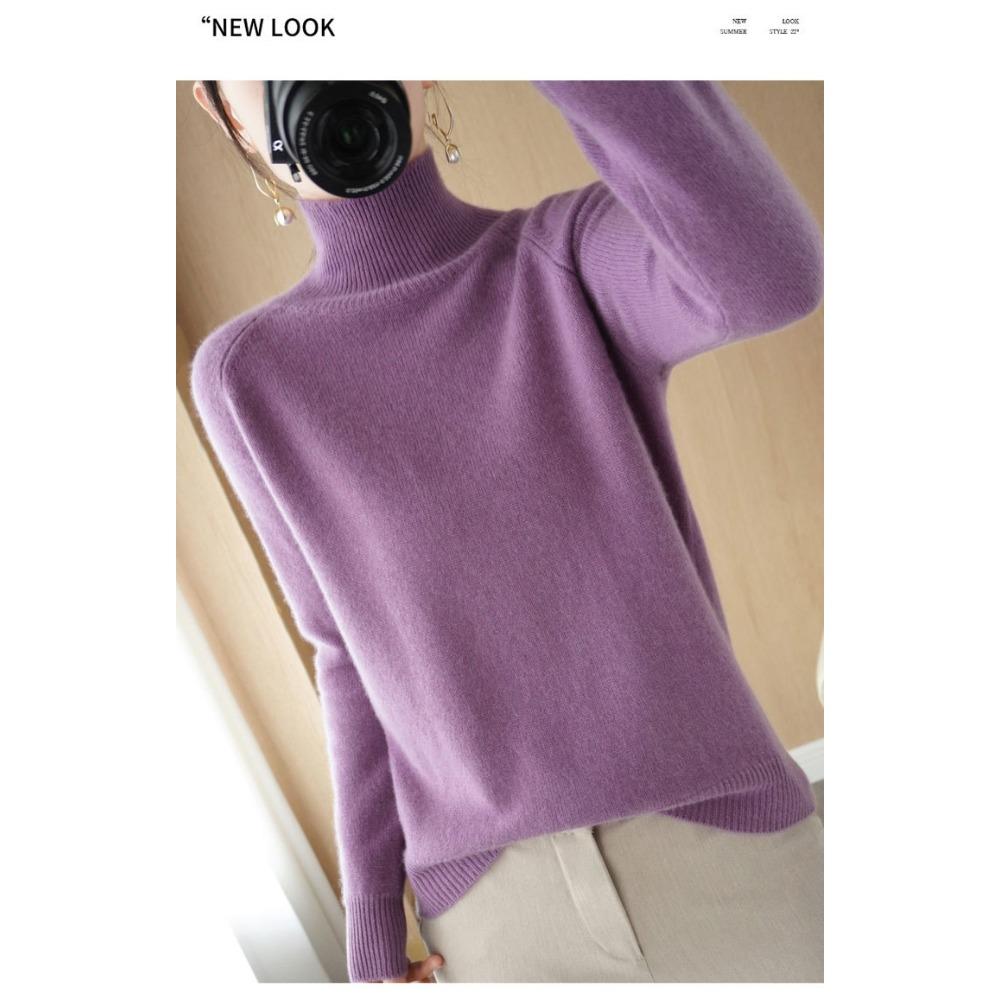 Stand Collar Sweater Women Autumn Winter Thick Korean Style Solid Color Pullover Loose Knit Long Sleeve Base Layer