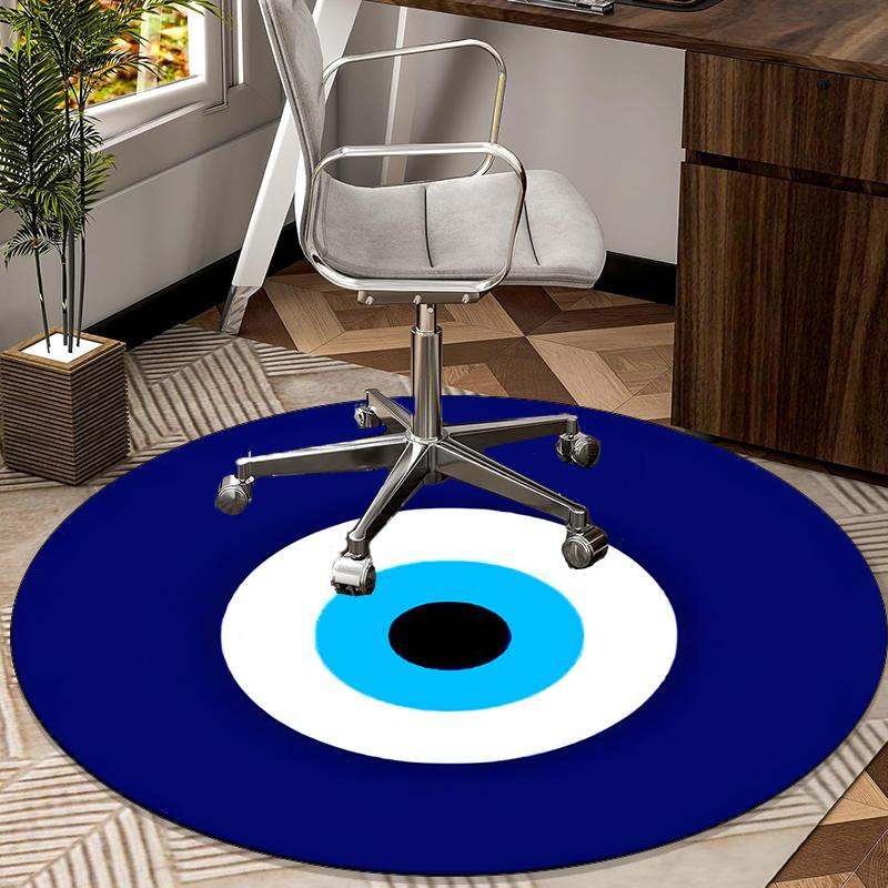 Turkish Evil Eye Round Carpet Chair Cushion Round Entryway Rug, Soft Round Rugs for Living Room, Bedroom, Circle Carpet Decor Gifts