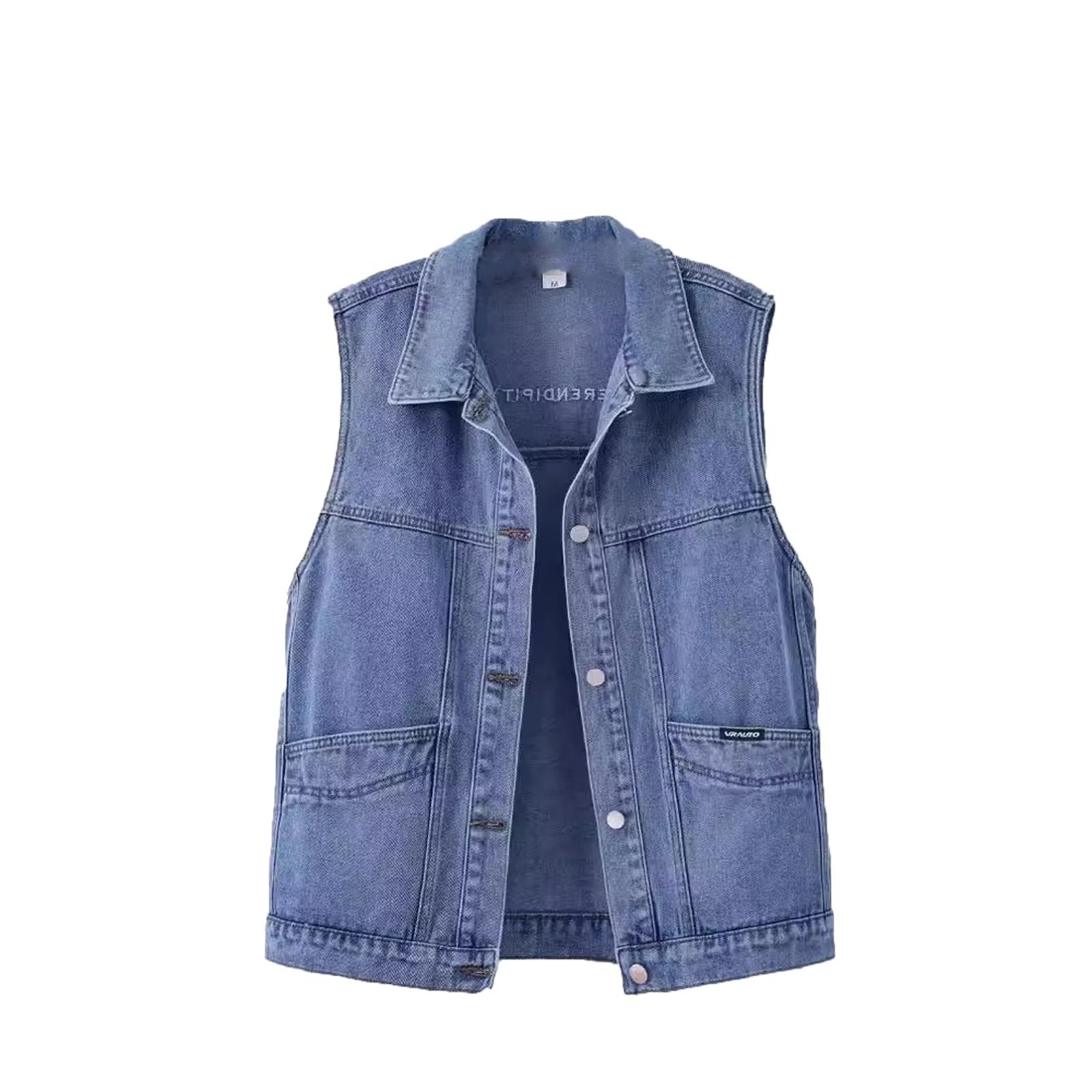 

Women s Comfortable Fashion Denim Casual Cardigan Button Vest Jacket XL
