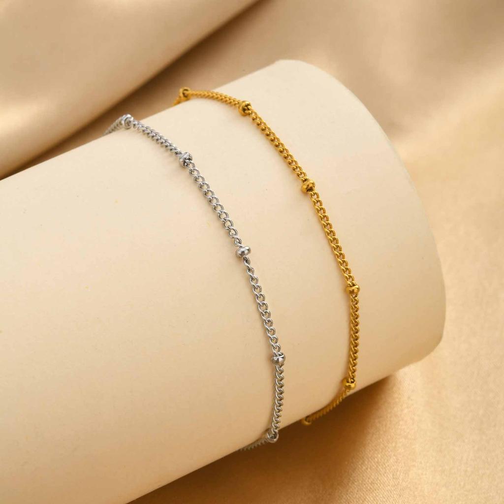 Vnox Trendy Minimalist Silver Color Ball Chain Bracelet Jewelry for Women, Thin Beads Chain Bracelet Do not fade not allergic