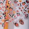 Puppy Cat DIY Waterproof Winter Nail Stickers - Cute Embossed Persimmon Ruyi Design