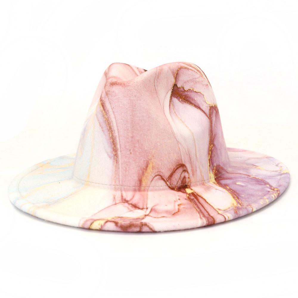 New Summer Unisex Tie-dye Jazz Hats Fashion Women White Black Fashion Luxury Hat Men Wide Brim Cowboy Fedoras Church Panama Cap