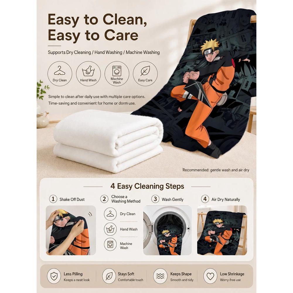 Naruto Pose Anime Printed Blanket Ultra Soft Throw Blanket For Office Sofa Home Decor Halloween Gift