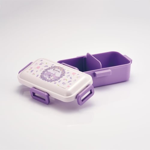 Skater Bento Box, 530ml, Single Tier, for Women, Made in Japan, with Leak-Resistant 4-Point Lock, Dishwasher and Microwave Safe, Sanrio Kuromi Flower