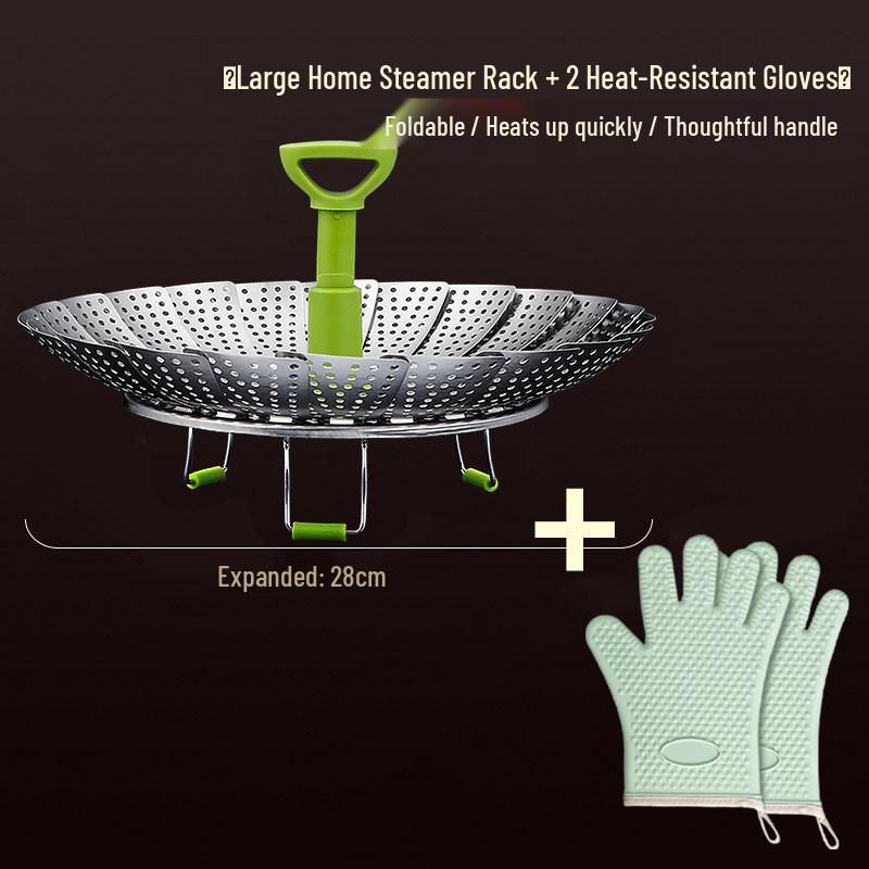Stainless Steel Foldable Steamer Basket for Vegetables and Bread Cooking