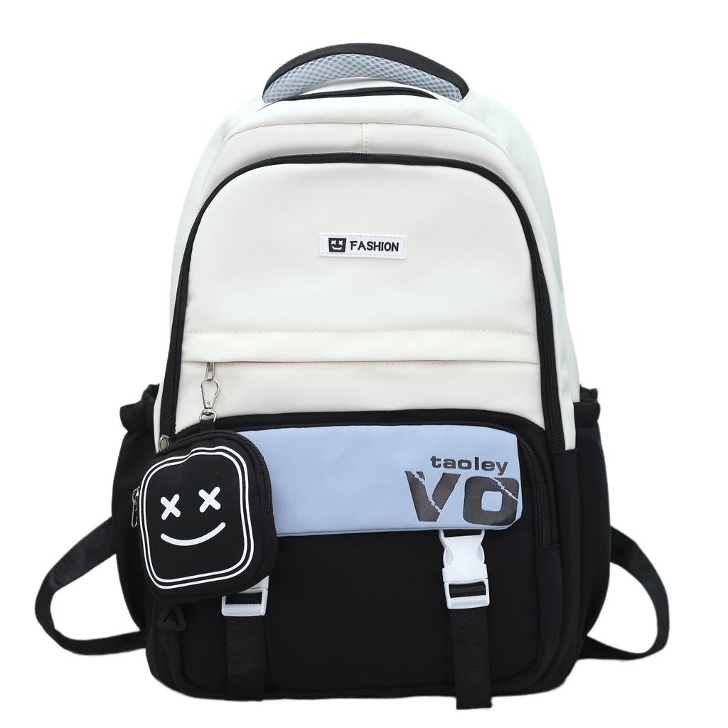 Simple schoolbag double shoulder schoolbag new large-capacity wear-resistant schoolbag to reduce the burden on junior and high school students