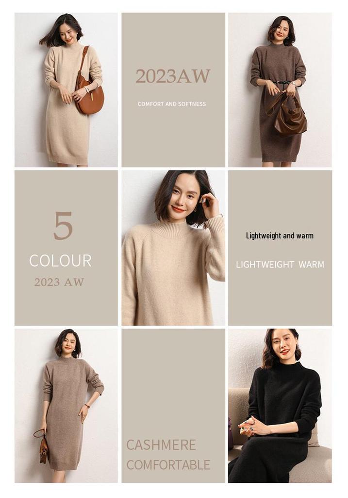 Cashmere Slim Fit High Neck Sweater Dress - Autumn/Winter 2026 Collection