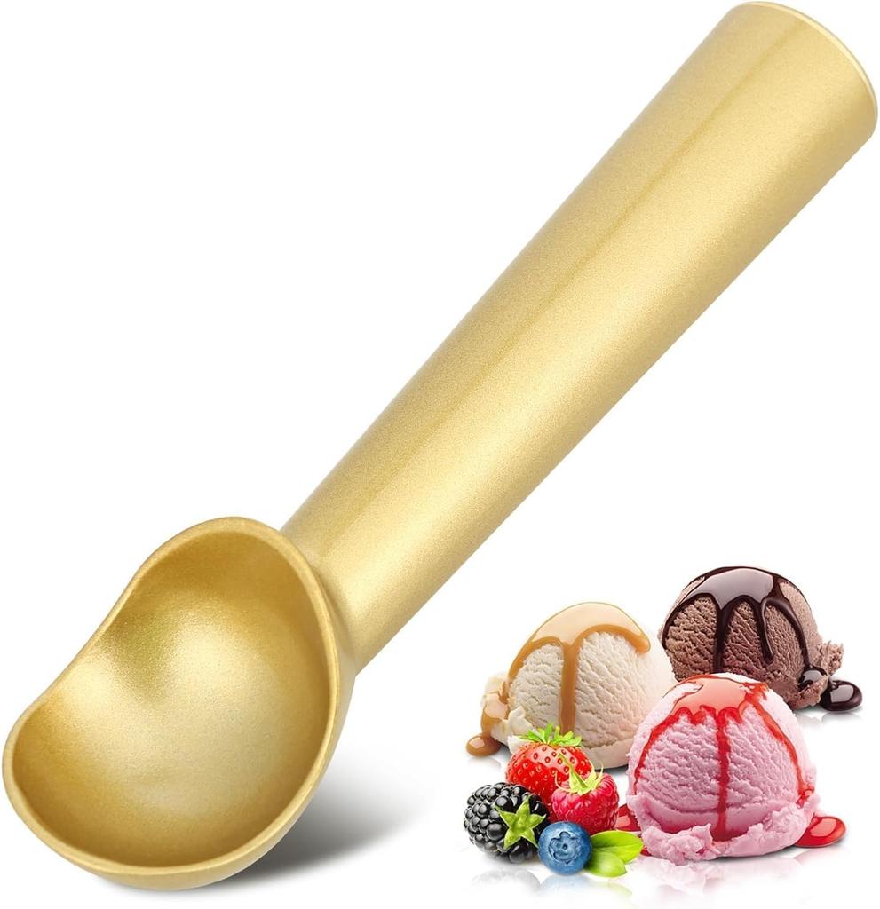 7" Nonstick Anti-Freeze Aluminum Ice Cream Scoop, Heavy-Duty, Easy Clean, for Gelato, Dough & More (Silver)