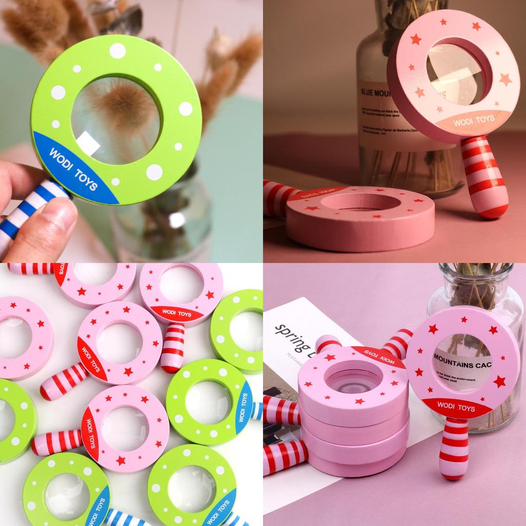Childrens Science Experiment Magnifier Toy For Kids With Wooden Frame For Early Learning