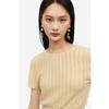 H M Pointel Knit Cropped Top Beige 1202172001