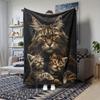 Maine Coon Cat Family Print Flannel Throw Blanket Super Soft Warm Blanket for Sofa Bed Cat Lover Pet Home Decor Gift