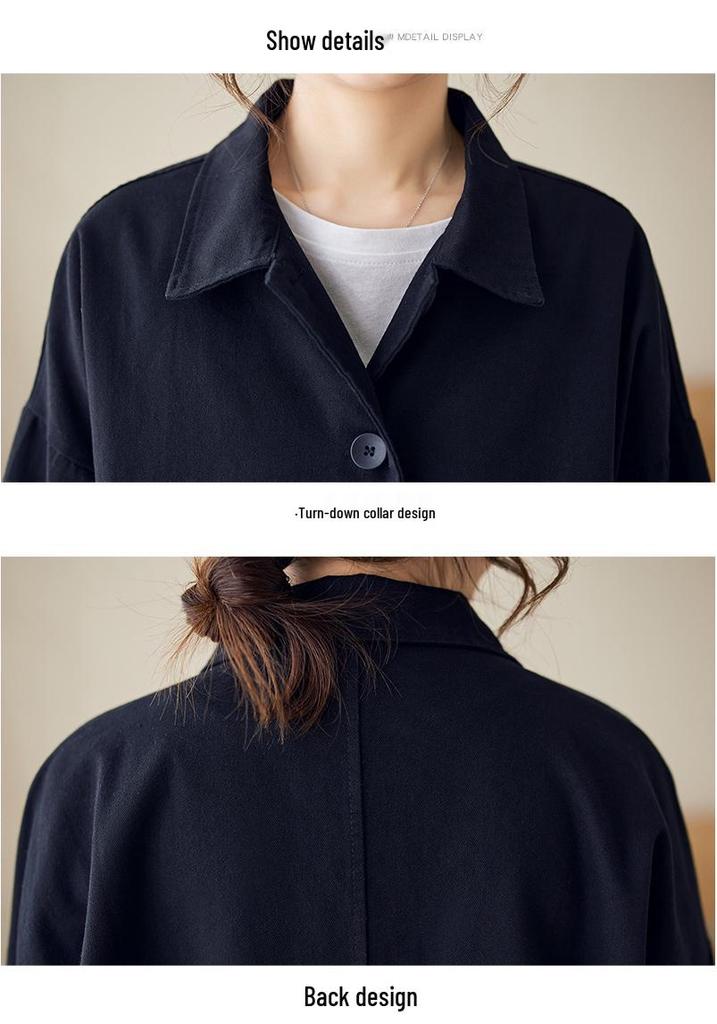 3126 Versatile Mid-Length Women's Trench Coat - 2026 Korean Style, Casual Lapel Jacket, Solid Color, Spring Collection