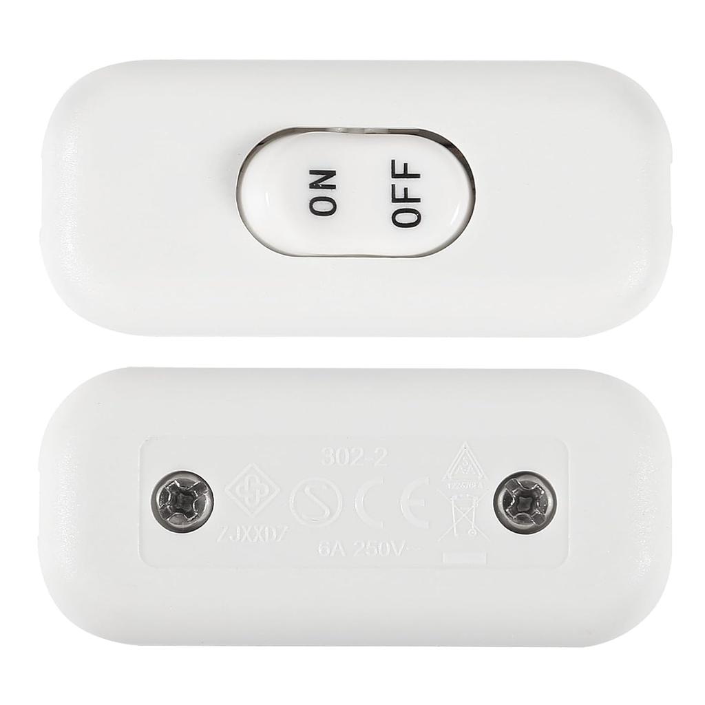 2pcs Inline Cord Switch, AC 250V 6A On-Off Lamp Control Appliance Switch for Bedroom Table Lamp Desk LED Lights(White)