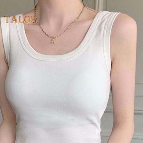 Women Tank Tops O-neck Sleeveless Slim Fit Undershirt Solid Color Camisole High Elastic Bottoming Tops