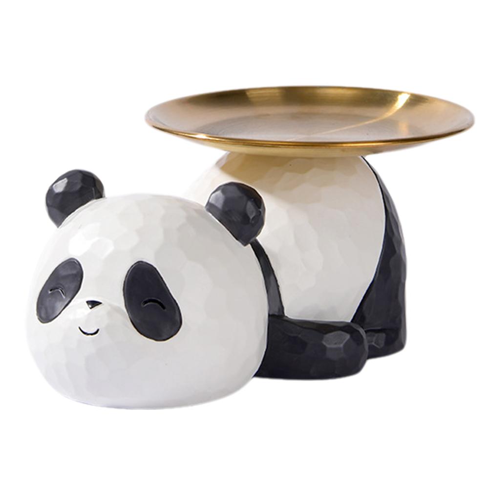 Decorative Panda Statue Creative Animal Sculpture Storage Tray Panda Model Holding Tray for Living Room Hallway Home Decoration