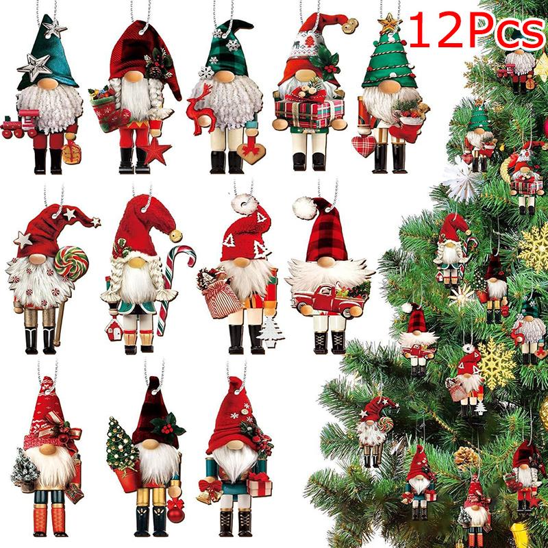 12PCS/PACK Christmas Tree Pendant Christmas Soldier Colorful Decoration Wood Holiday Ornament