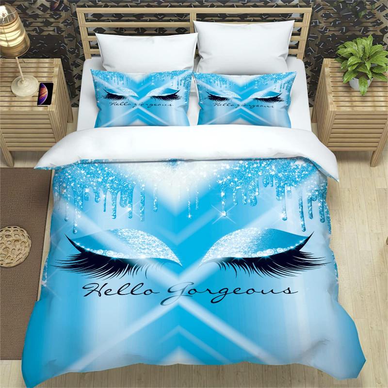 Beauty Eyelashes Duvet Cover Queen For Girls Woman Eyes Pattern Design Comforter Cover Modern Lovely Sexy Eyelashes Bedding Set