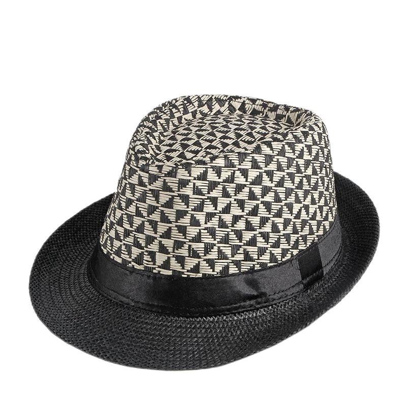 2025 New Korean Trendy Sun Hats British Top Hat Women's Men's Grometric Straw Hat Belt Jazz Hats Couple Beach Hat Fedoras Cap