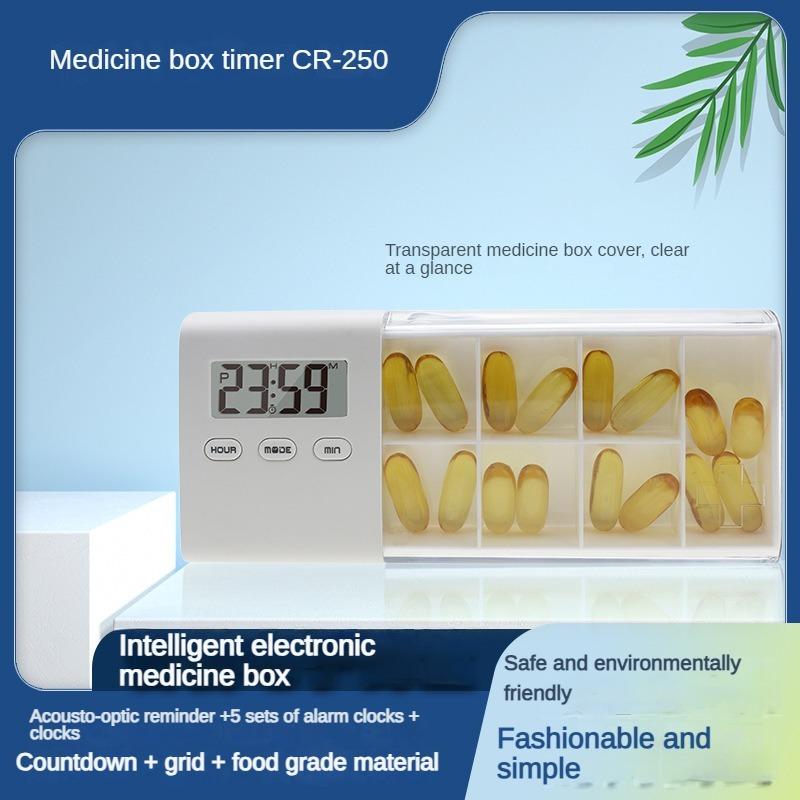 Rechargeable ABS Pc Pp Material Vibration Ring Reminder 5 Sets of Alarm Clock Smart Delivery Electronic Medicine Box
