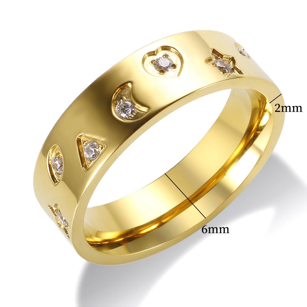 

18K Gold-Plated Stainless Steel Heart Ring with Zircon Claw Set for Women - Non-Fading.