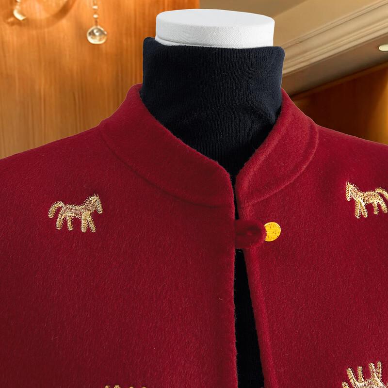 Women's Embroidered Wool Stand Collar Vest