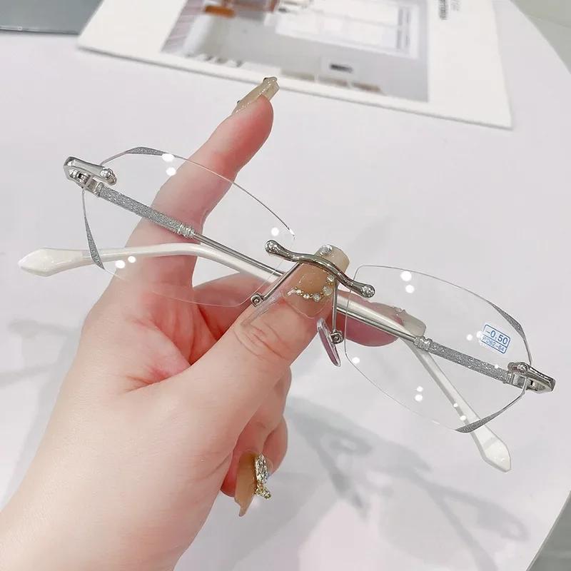 

High Definition Design Design Rimless Eyeglasses Ultra Light Fashion Short-Sighted Eyewear Outdoor Eye Protection Myopia Glasses 0(anti-blue)