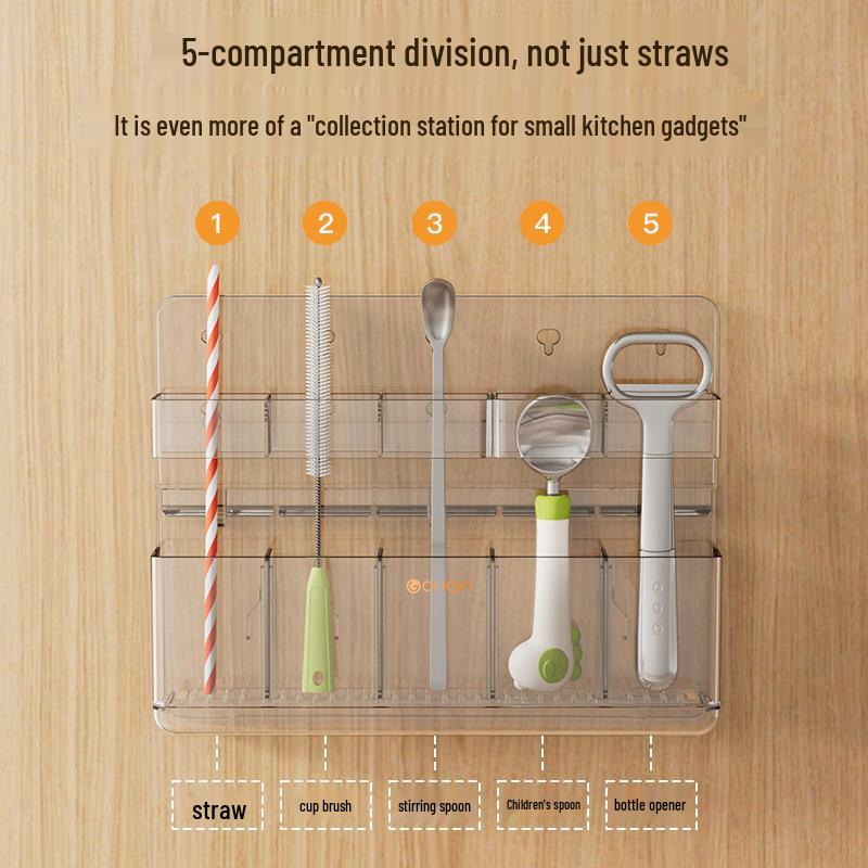 Transparent Wall-Mounted Holder: Organizer for Straws, Chopsticks, Pens, Remote Controls, and More