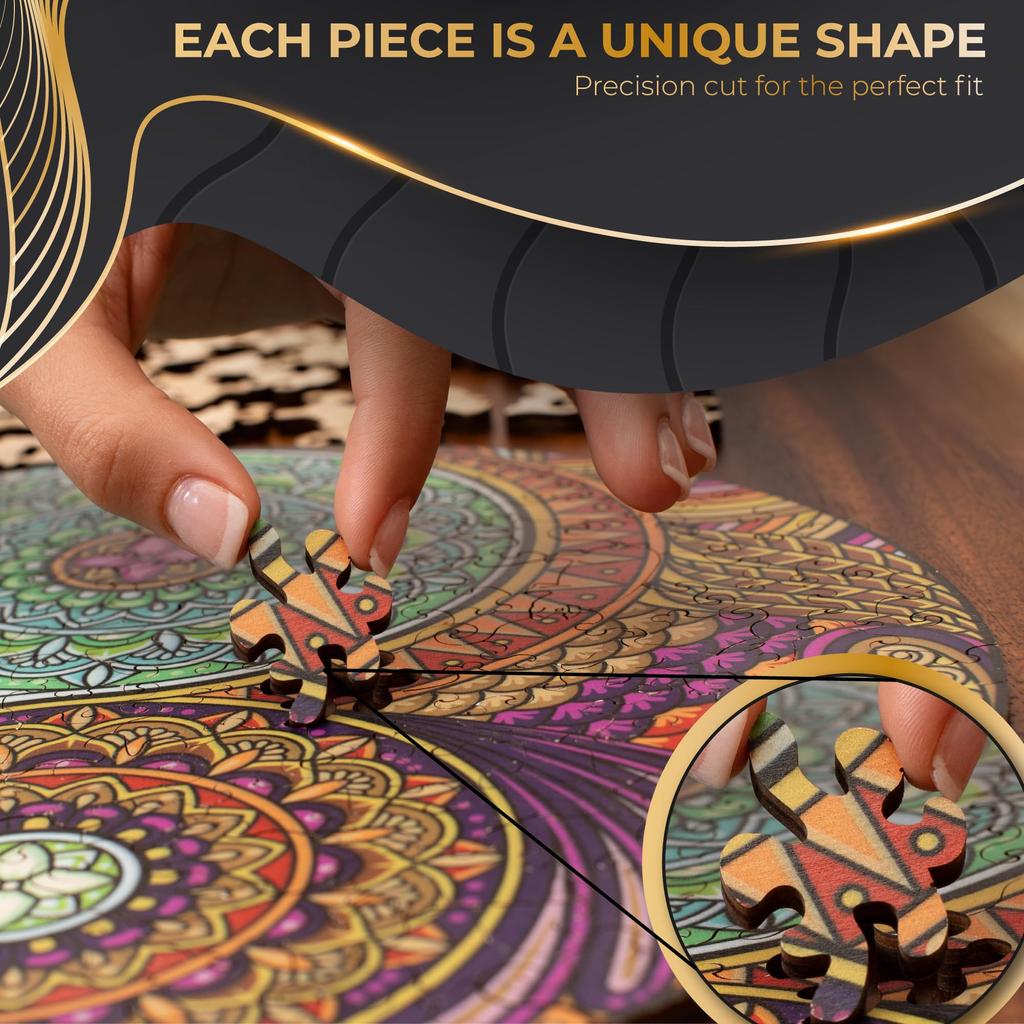 ZenChalet Yin Yang Jigsaw Puzzle for Adults 200 Pieces Wooden Jigsaw Puzzle for Adults Perfect Spiritual Puzzle Gift Uniquely Shaped Pieces Mind