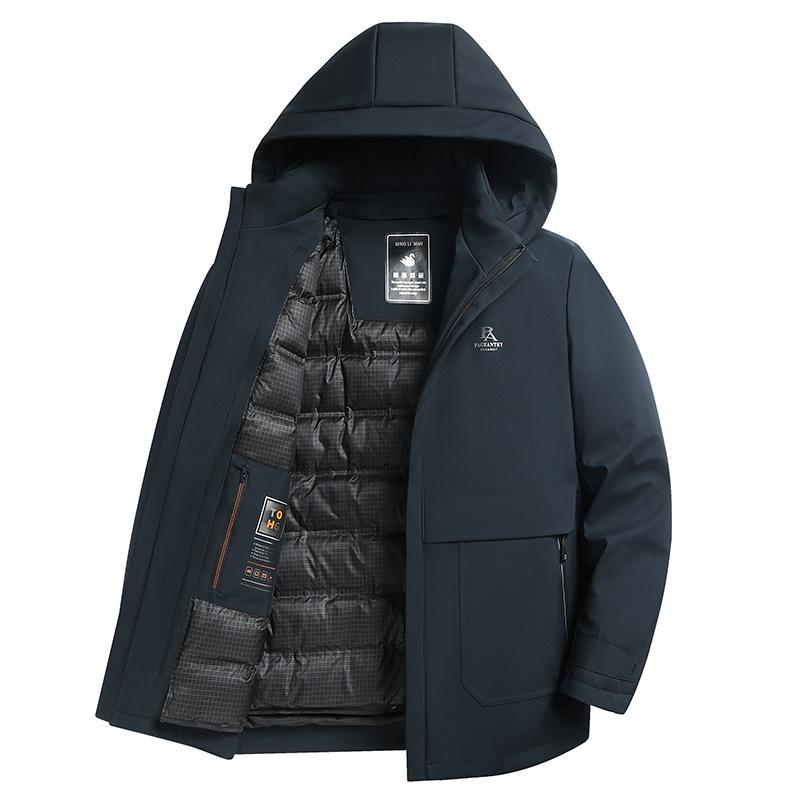 Winter Down Jacket Middle-aged Men Removable Down Jacket Middle-aged Warm Light Business Dad Men's Clothing