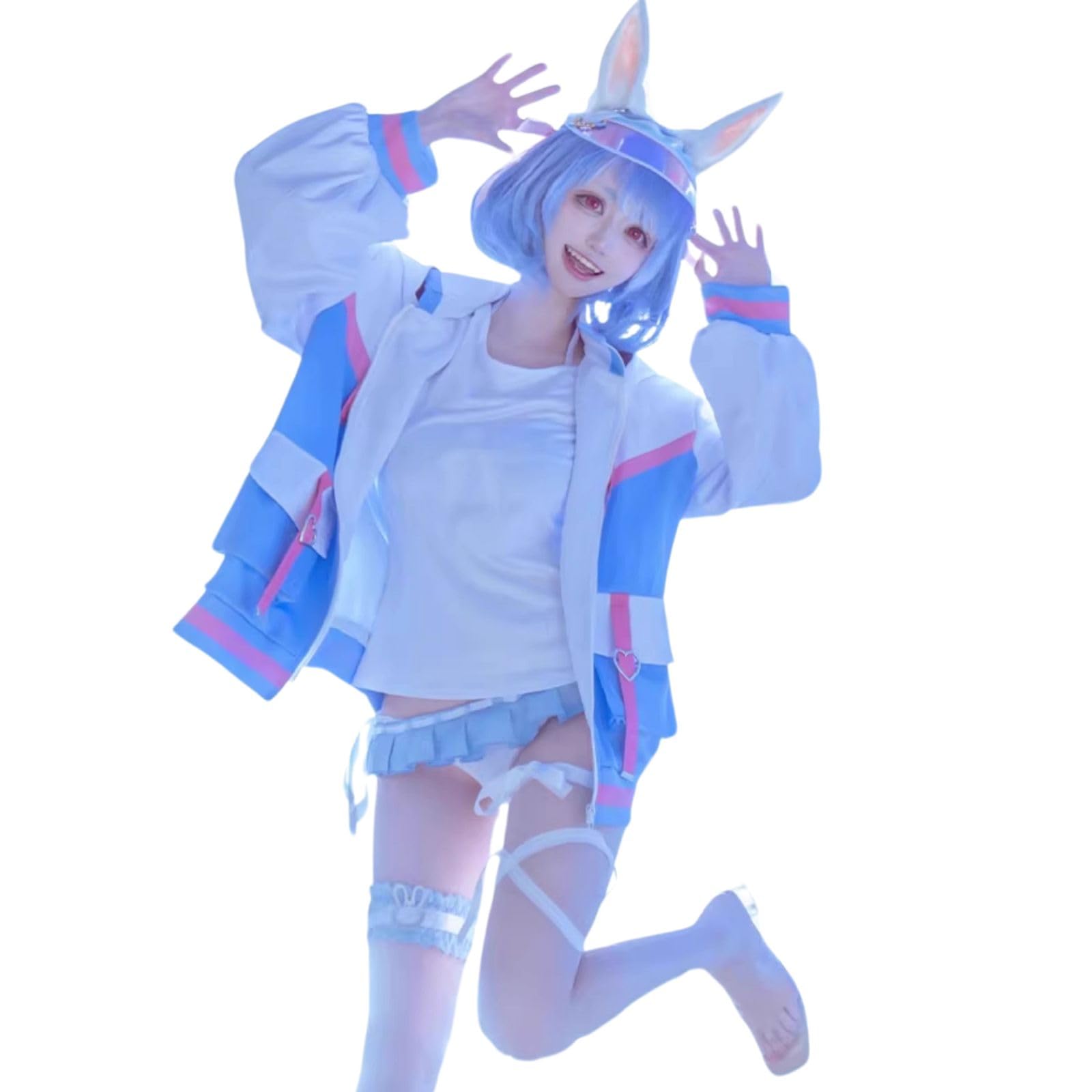 

Hololive Usada Pekora Косплей VTuber Купальник в клетку Новый костюм [Milky Time] (M) синий