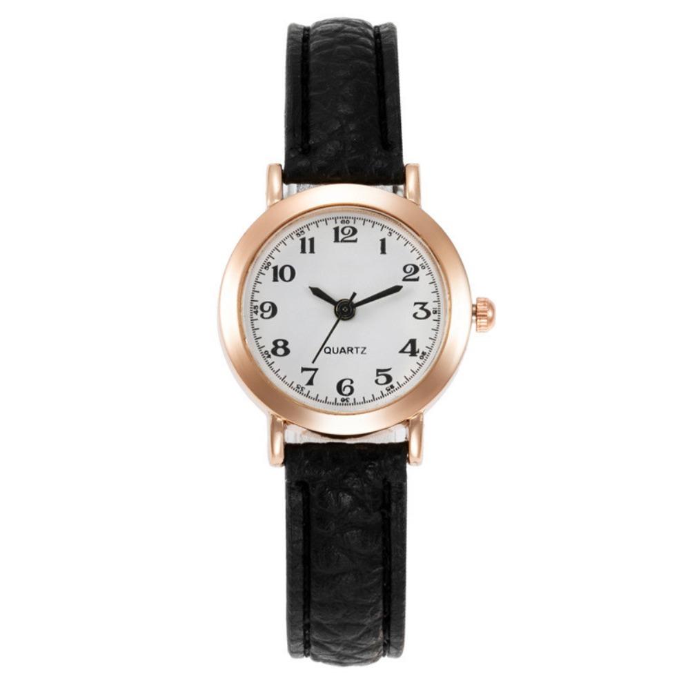 Soft Leather Strap Student Wristwatch Round Dial Quartz Clock  For Men and Women