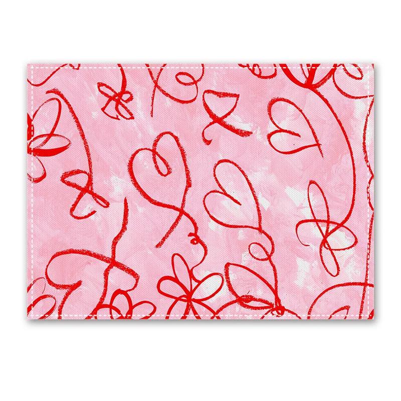 1PC Heart Placemat Dining Table Decor Linen Tableware Coaster Kitchen Accessories For Valentine's Day Couple Confession Lover