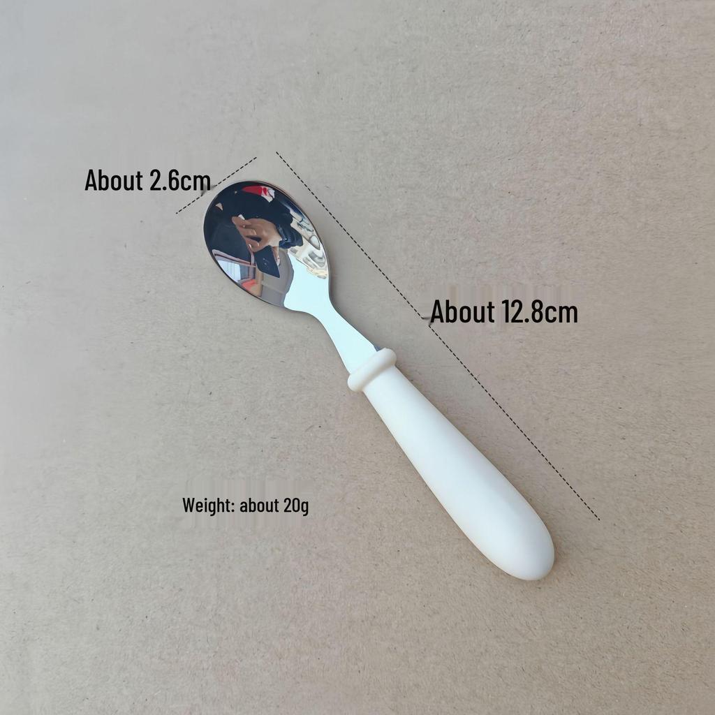 304 Stainless Steel Children's Spoon and Fork Set with Thick Round Handles - Cartoon Design, Cute Dining Tableware for Mother and Baby Gift Set.