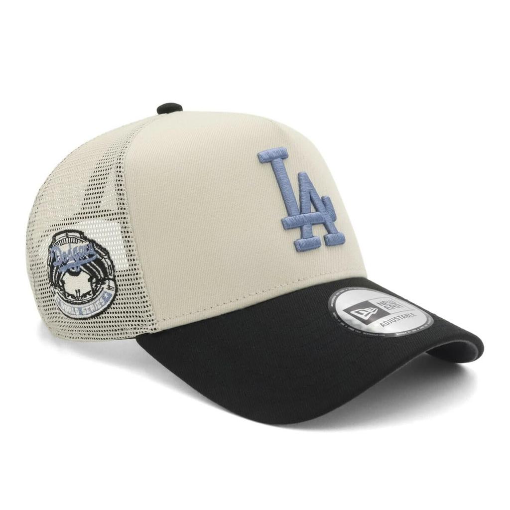 New Era MLB Mesh ONSPOTZ LA Free Trucker Cap with Black Side MLB Los Angeles Dodgers 9FORTYA-FRAME Cap, Exclusive, Stone/Black, Shipping, 9FORTY?