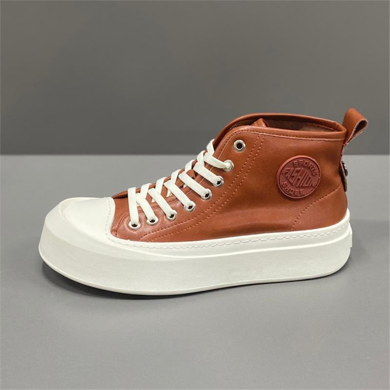 Summer pure leather high-top soft-soled breathable casual short boots casual shoes kq
