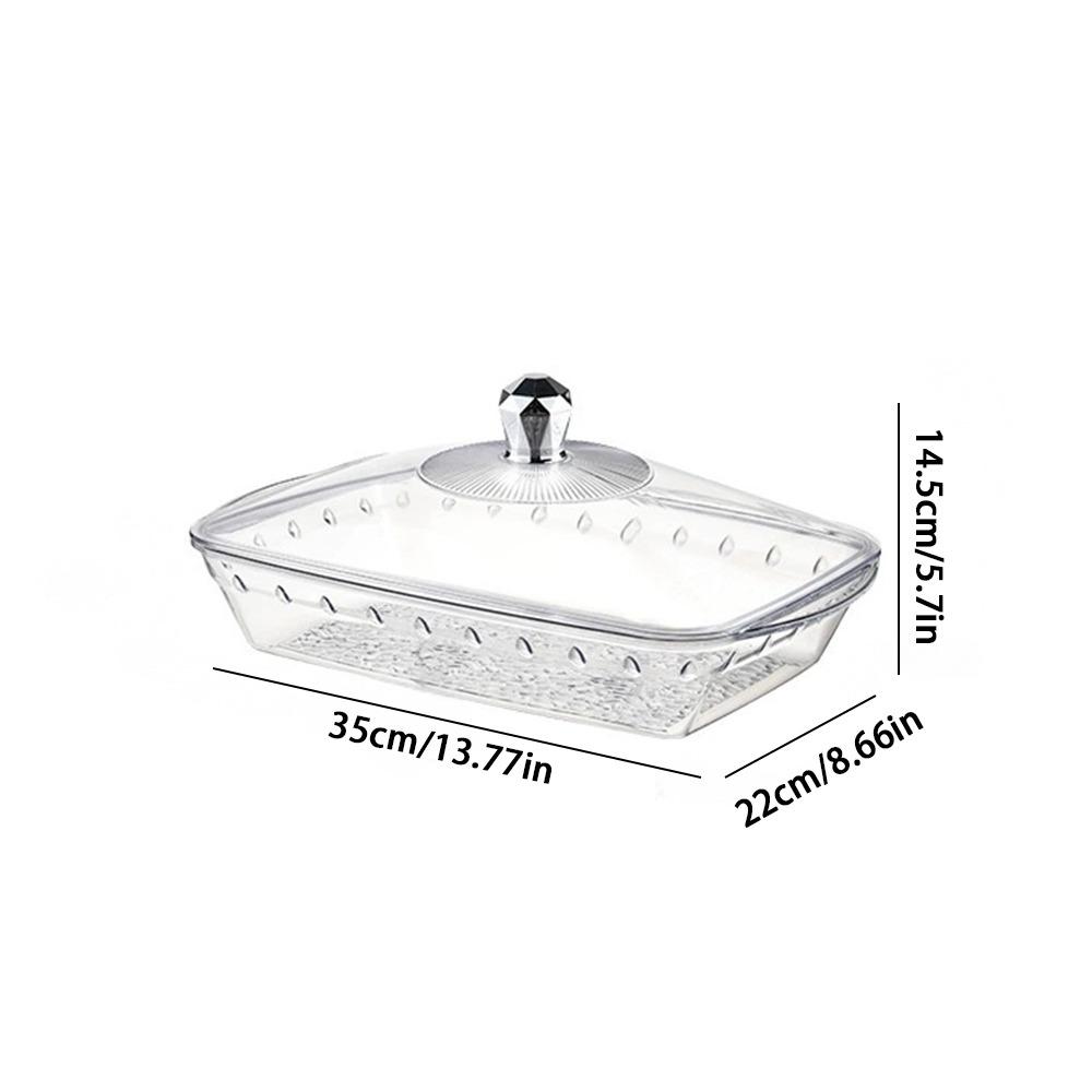 Transparent Buffet Food Tray Drop-proof Large Capacity Fruit Tray with Lid Food Storage Organizer