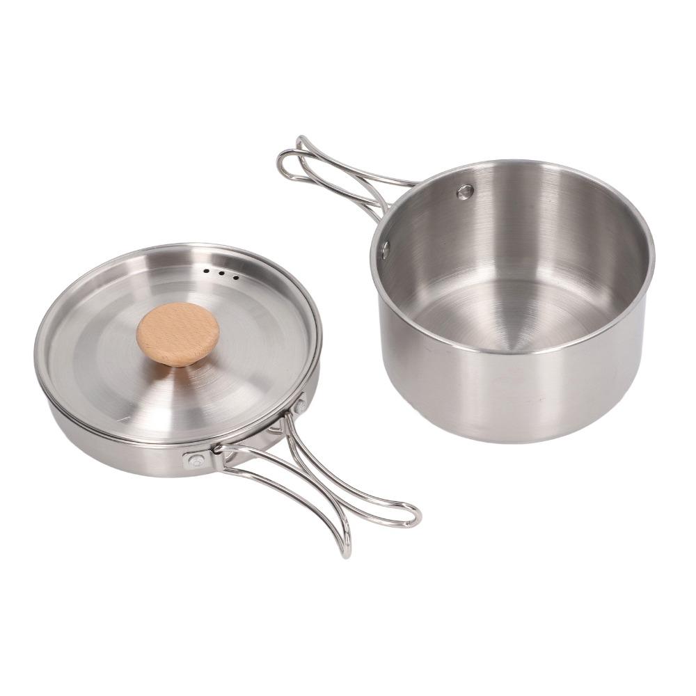 Stainless Steel Pot and Pan Set Non Stick Mess Kit Durable Camping Pots and Pans Set  Hiking