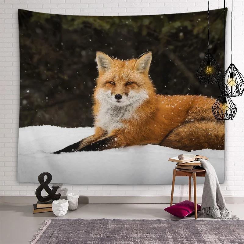 Милый лисий подвесной тканевый гобелен для спальни