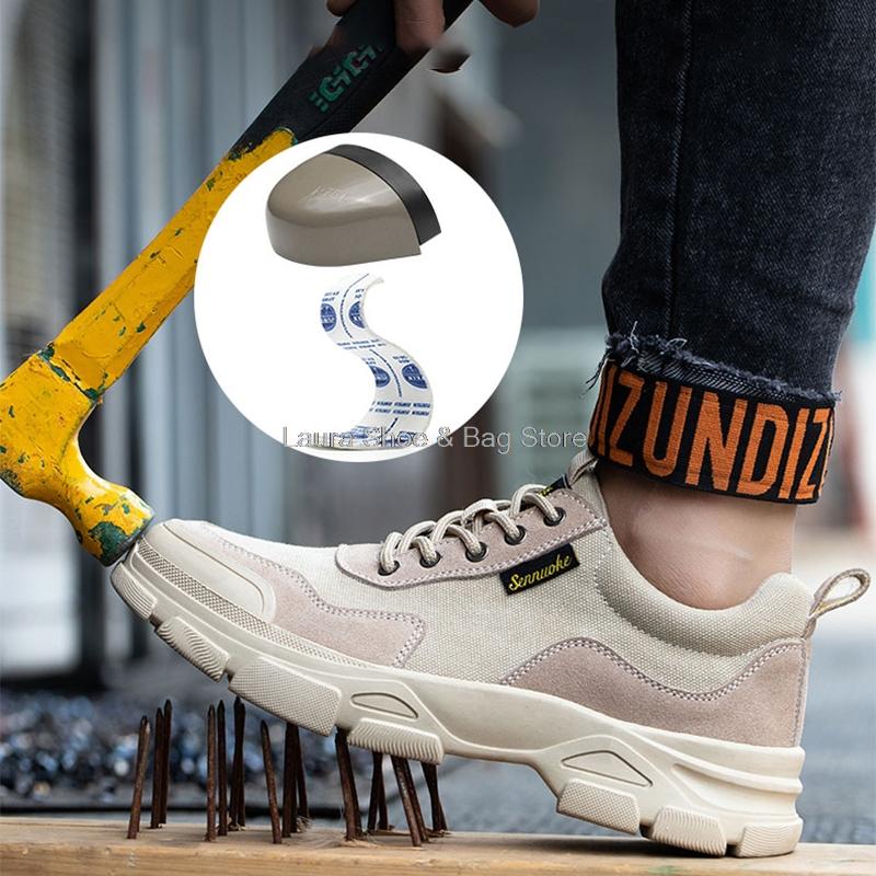 Fashion Safety Shoes Men Boots Anti-smash Steel Toe Cap Anti-puncture Light Work Safety Boots Male Welder Shoes Comfort Worker Protect