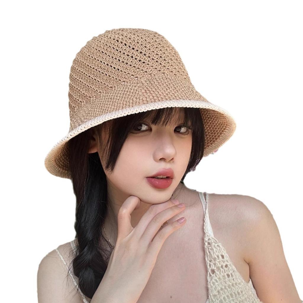 Women's summer fisherman hat, hollow and breathable, sun protection, UV protection, bucket hat for outdoor beach trips