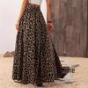 2025 Spring/Summer Leopard Print High-Waisted Midi Skirt