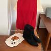 2025 New Pointed Suede Inner Heel Low Trouser Tube Boots Versatile Thin Martin Women's Short Boots