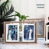 Picture Frames 4x6 Rotating Family Photo Frame,Office Desk Decor Wedding Gift, Floating Double-Sided Glass Tabletop Standing