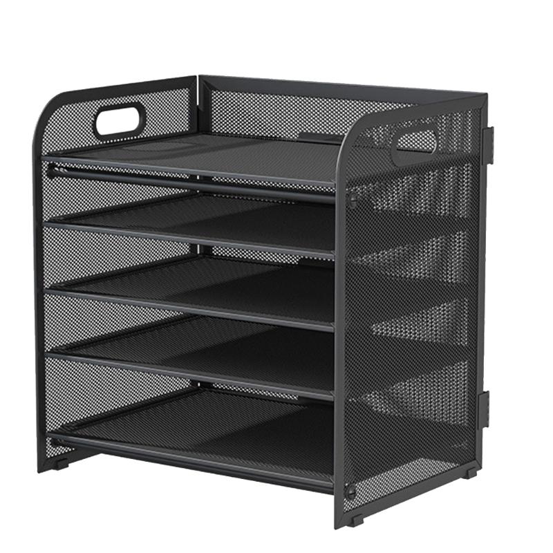 

5-Tiered Paper Letter Tray Organizers with Sliding Drawer and 2 Pen Holder, Desk Organizers for Office Supplies чорний