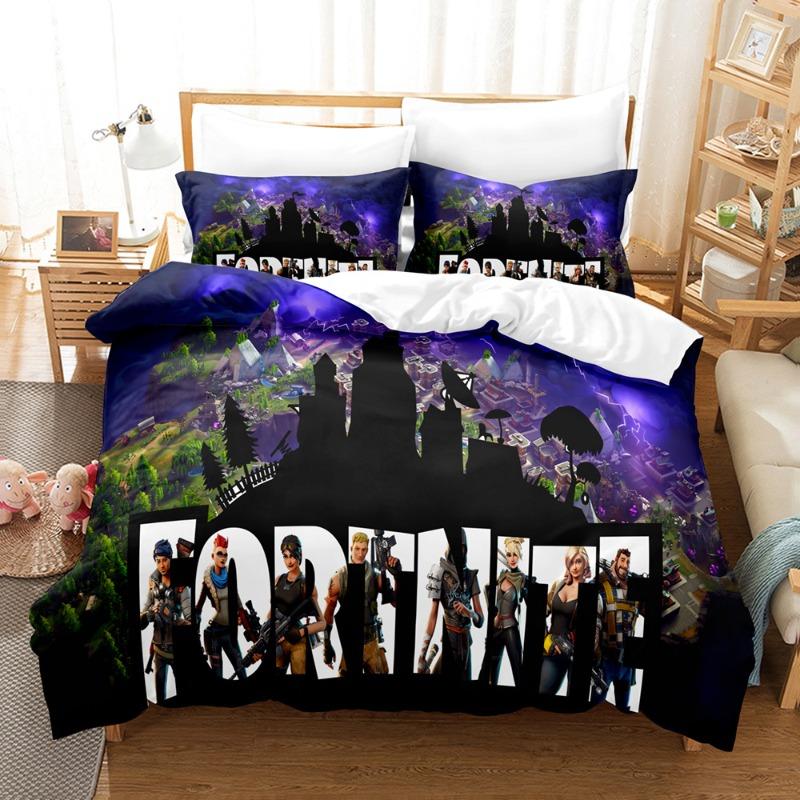 Comforter Fortnite Bedding Suit 3D Printed Bedroom Bed Bedclothes 2/3Pcs Anime Cartoon Room Decoration Kids Xmas Gift