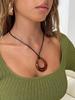 1pc Teardrop Geometric Acrylic Pendant On Leather Cord Necklace