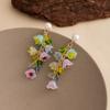 Summer Color Dopamine Lily Of The Valley Earrings Super Fairy Seaside Vacation Earrings Long Flower Fringed Earrings