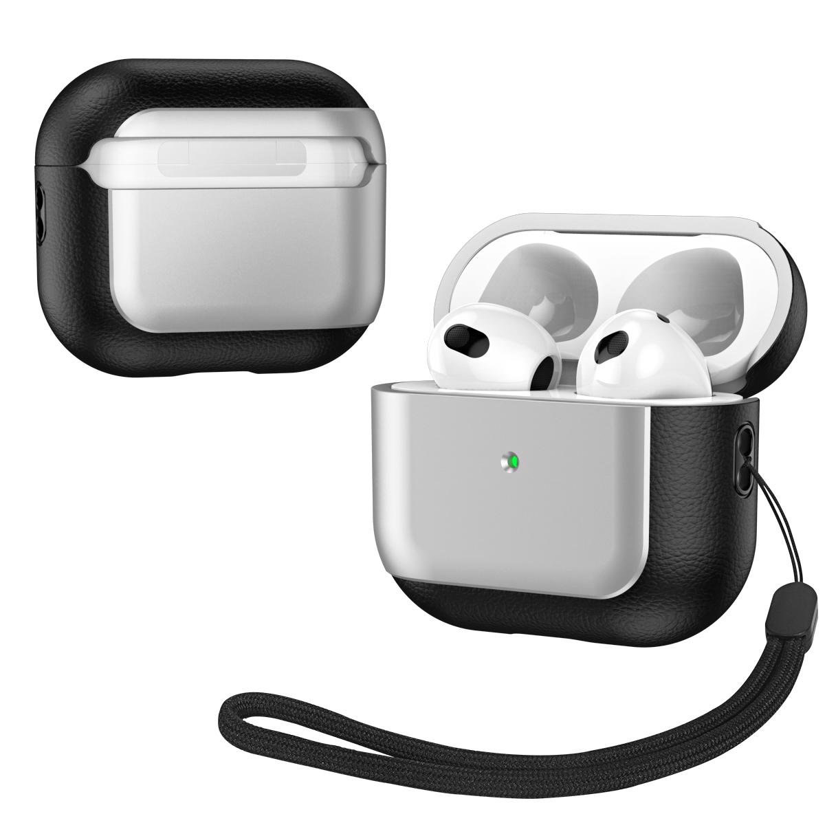 

Для Apple AirPods 3 Чохол для навушників М який TPU Протиударний чохол зі шнурком Silver