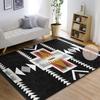 Aztec Fringed Geometric Carpet Mat Rug Symmetric Pattern  Ethnic Traditional Home Decoration for Living Room Non-slip Indoor Rug