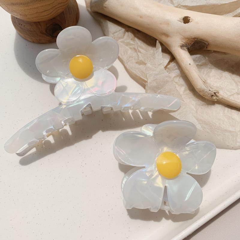 Vintage Hair Clips for Women Elegant Flower Shape Claw Clip Simple White Acetate Hair Clip Girls Hair Claw Hair Accessories New